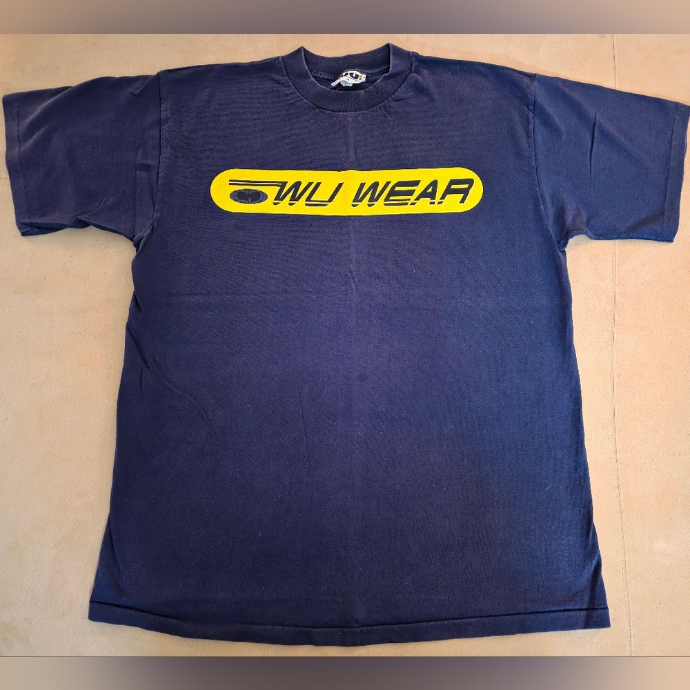 Vintage 1990's Wu-Wear Banner Logo Tee - BLUE XL
